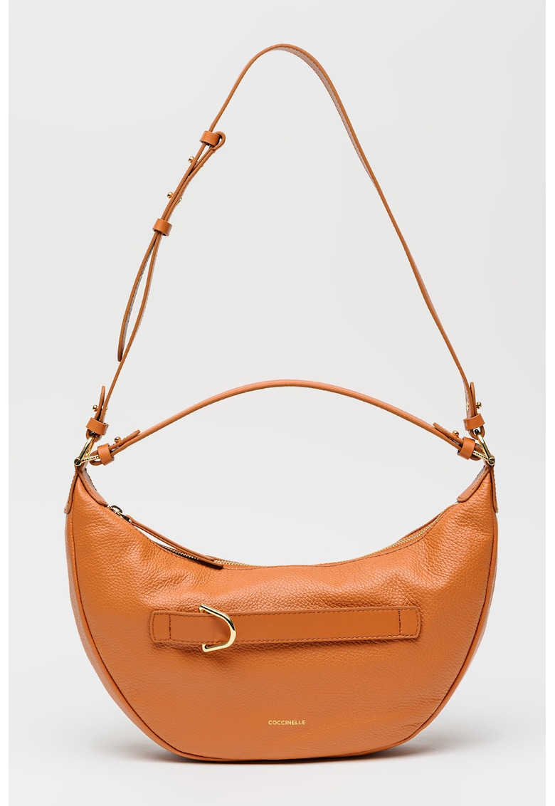 Geanta de piele cu bareta de umar Paki - Portocaliu stins