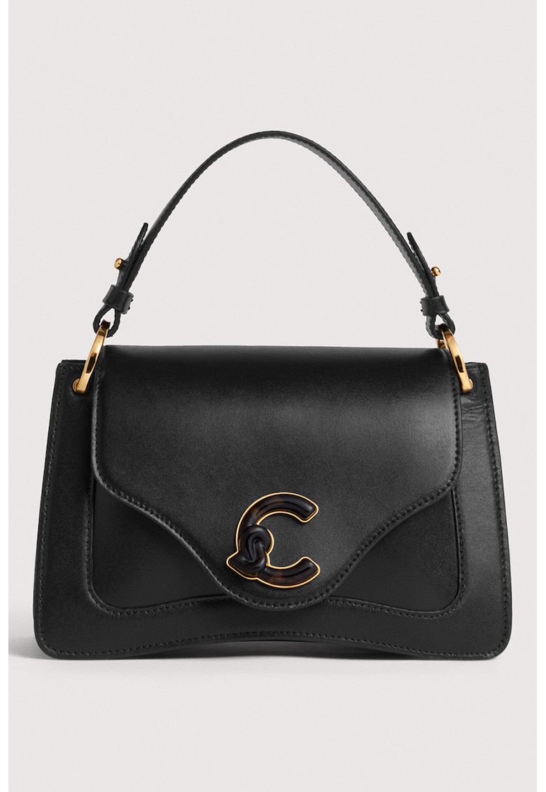 Geanta mica de pielecu maner si doua compartimente C-ME - Negru