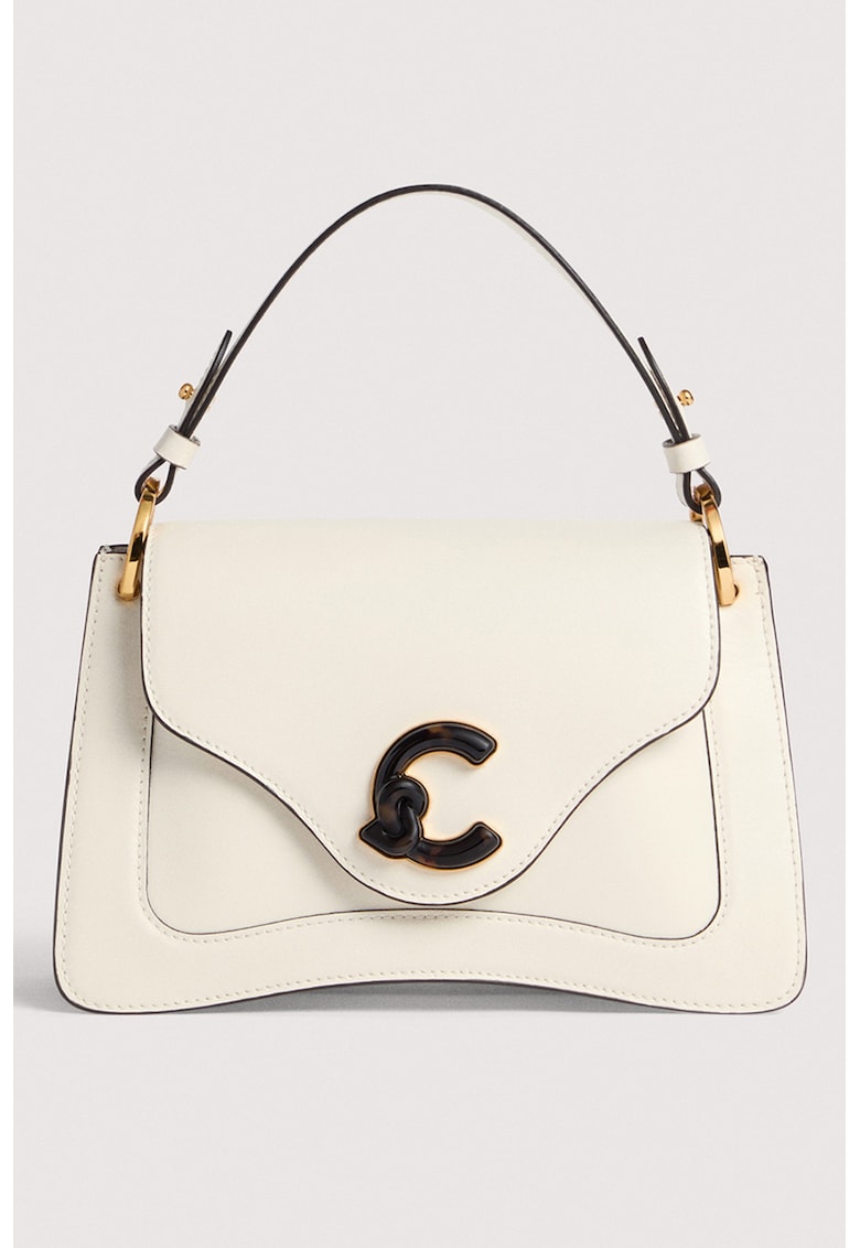 Geanta mica de pielecu maner si doua compartimente C-ME - Alb fildes