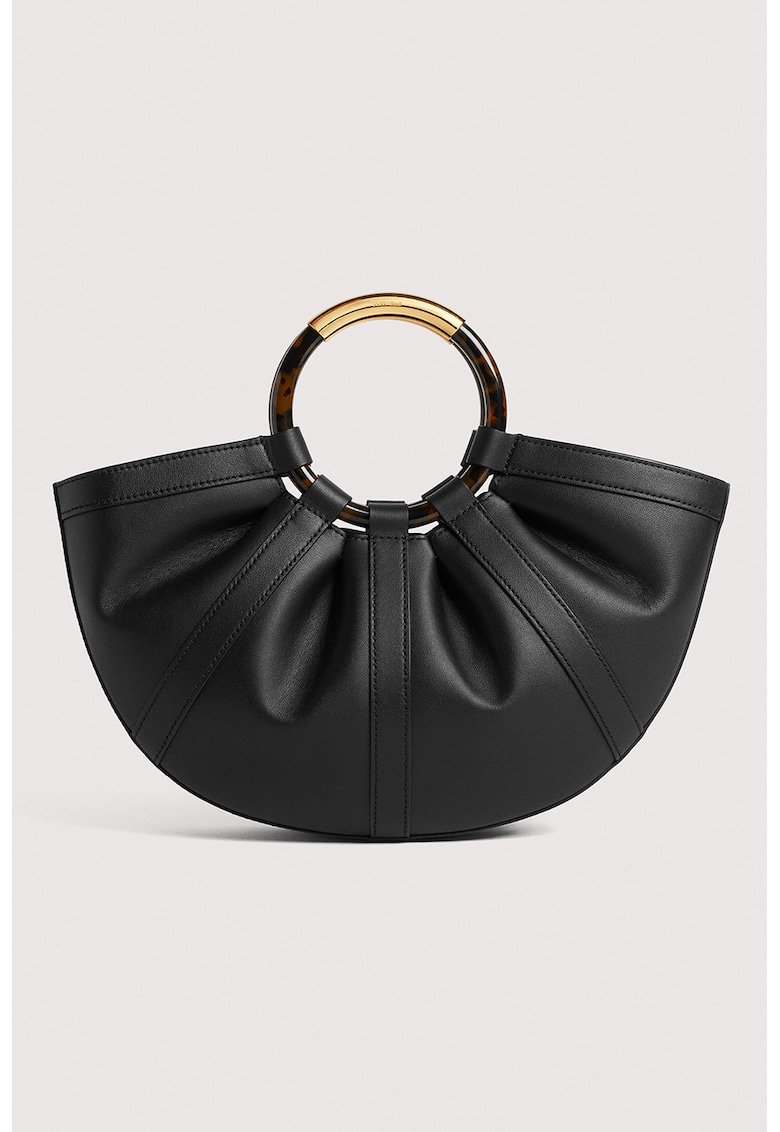 Geanta din piele cu maner Shell - Negru