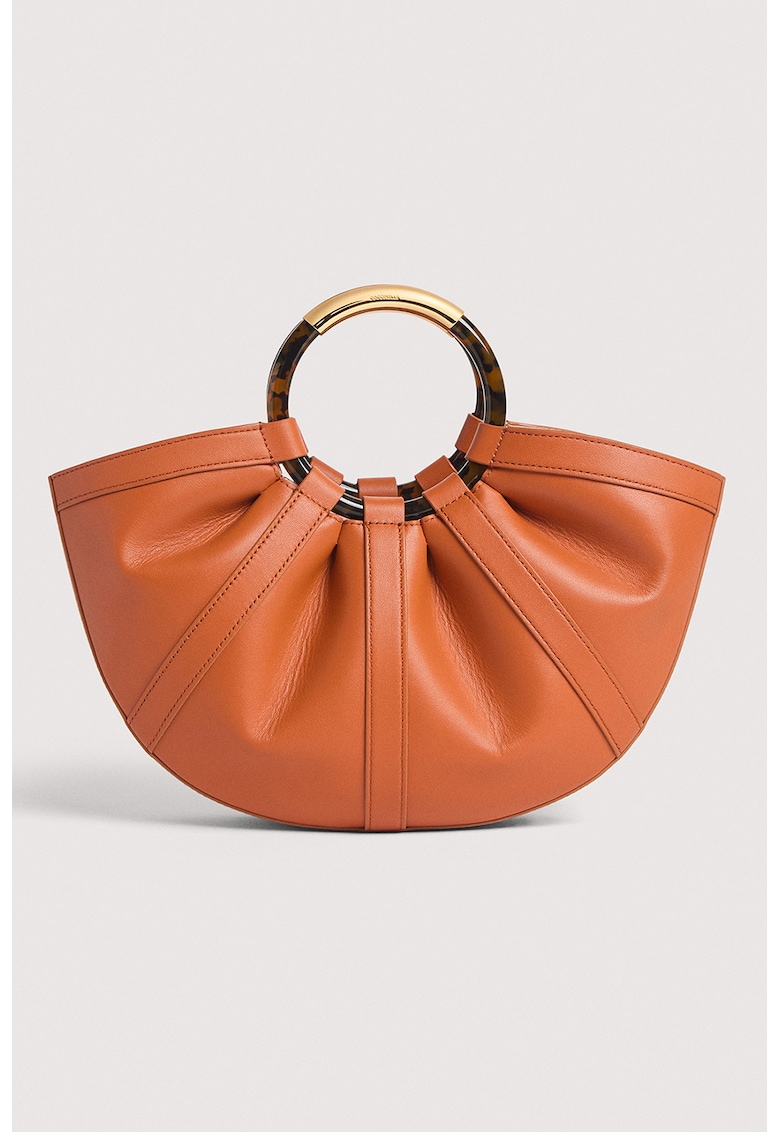 Geanta din piele cu maner Shell - Caramel
