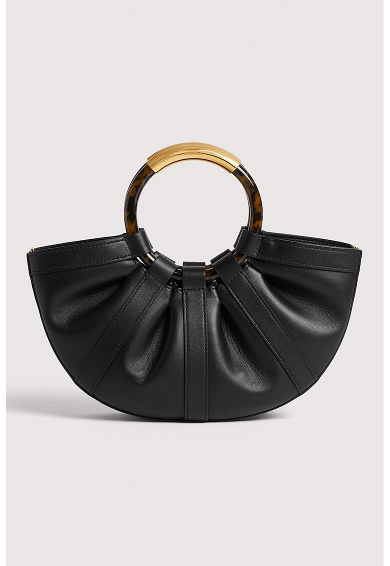 Geanta mica din piele cu maner Shell - Negru