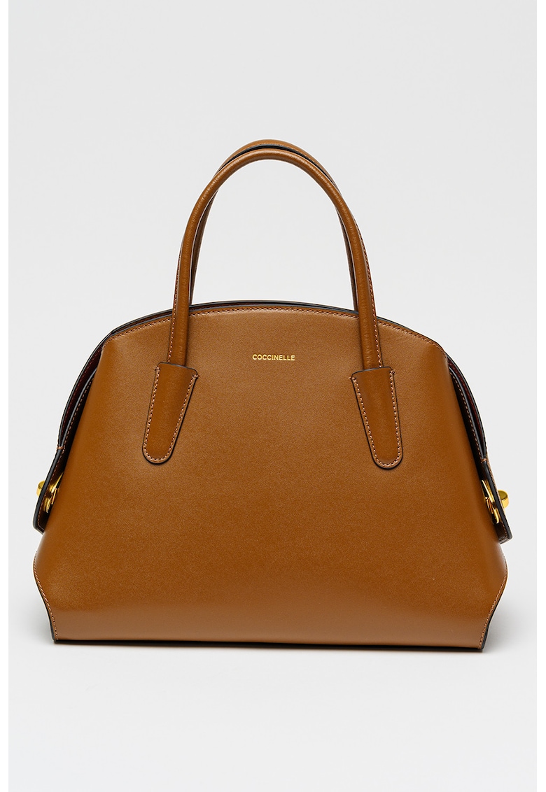 Geanta de piele cu bareta de umar Tylde - Maro scortisoara