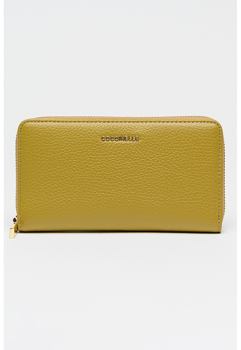 Portofel de piele cu fermoar - Verde masliniu