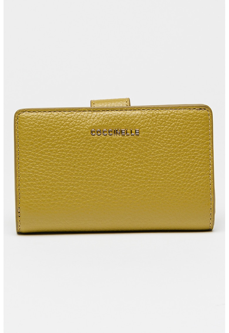 Portofel uni de piele - Verde masliniu