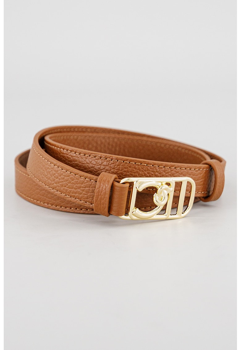 Curea de piele cu catarama cu nit C-Me - Maro scortisoara