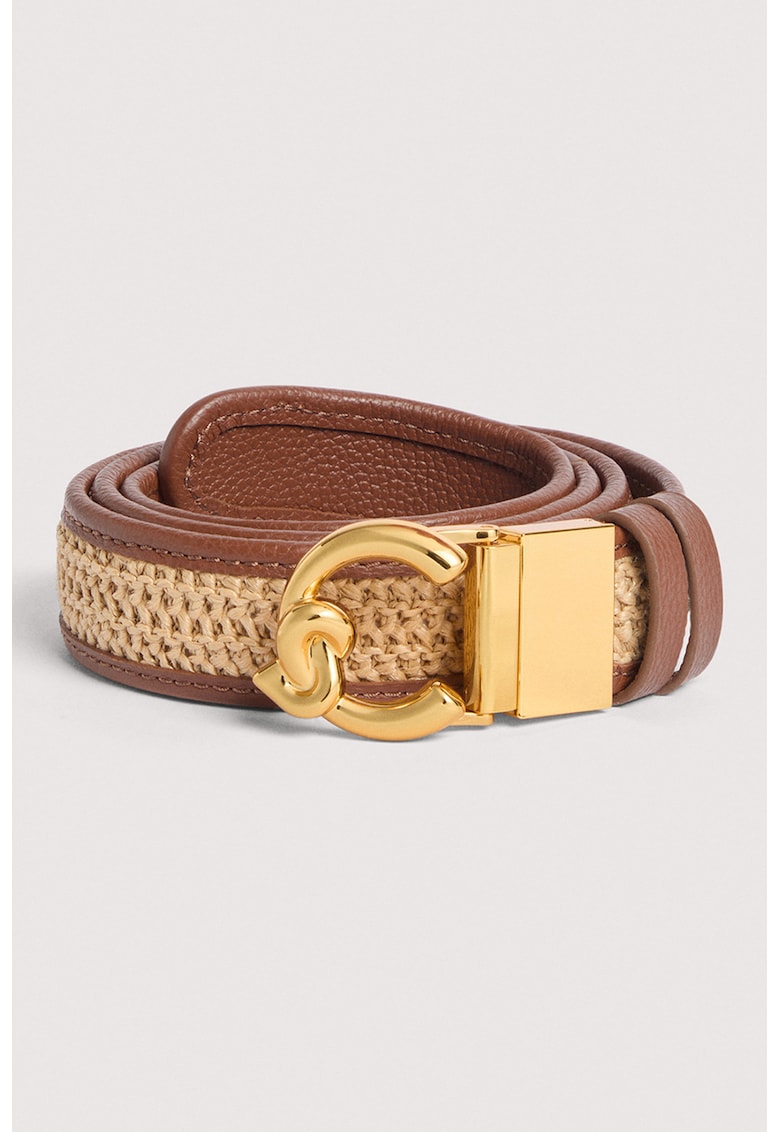 Curea cu insertie tesuta C-Me Summer - Maro/Crem