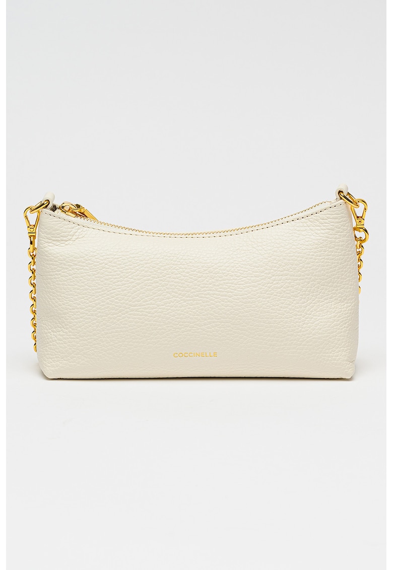 Geanta din piele cu bareta de umar Aura - Alb murdar