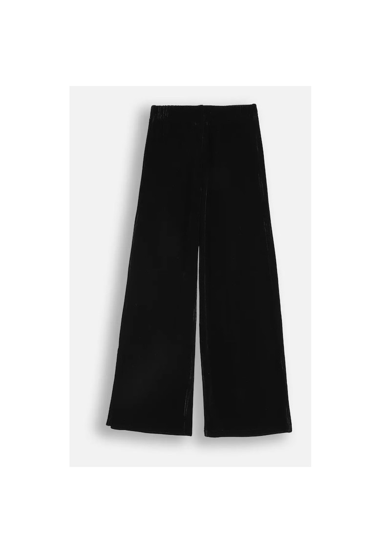 Pantaloni cu croiala ampla si aspect catifelat