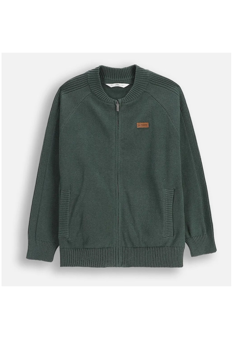 Cardigan cu fermoar si buzunare laterale -