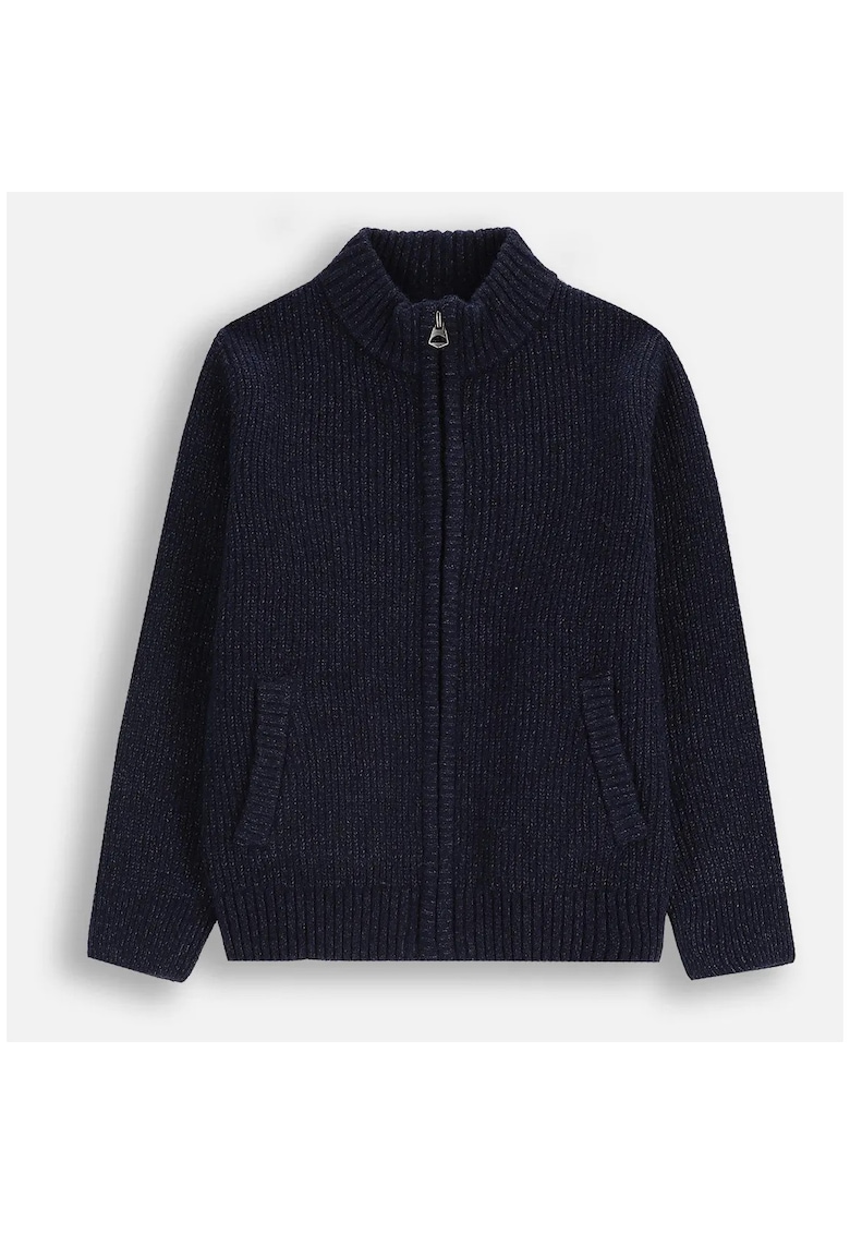 Cardigan cu fermoar si buzunare oblice -