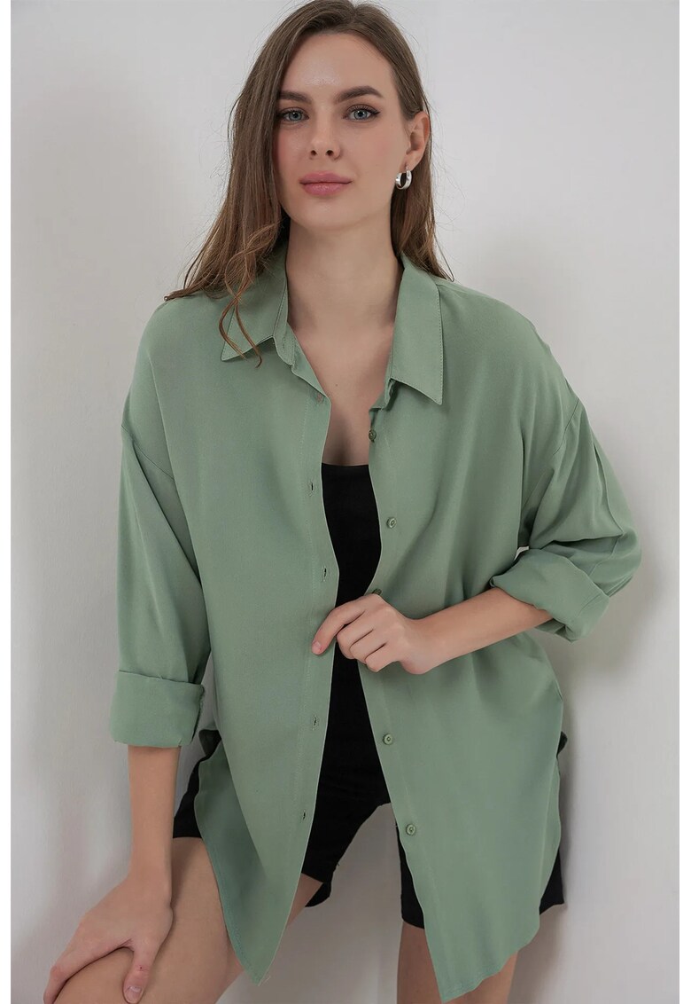 Camasa dama - HiCCUP - Basic - verde pin - textil