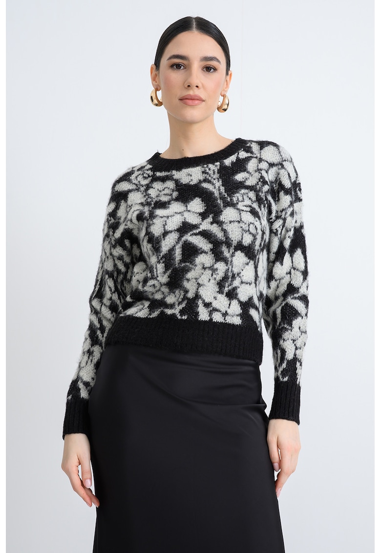 Pulover tricotat cu imprimeu floral