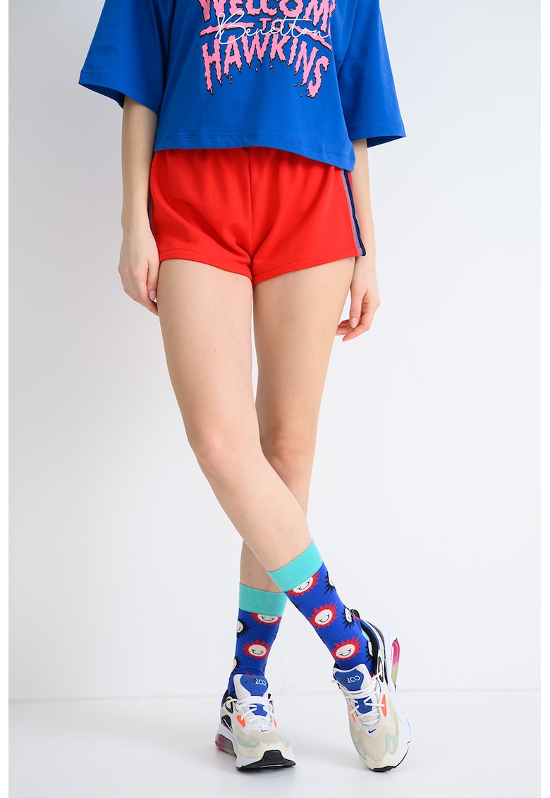 Pantaloni scurti de bumbac cu tematica Stranger Things - Rosu vermillion