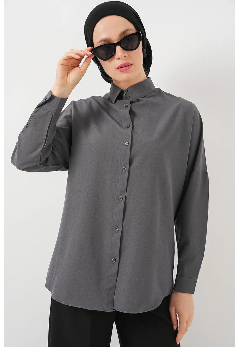 Camasa dama HiCCUP Relaxed Fit gri - Gri