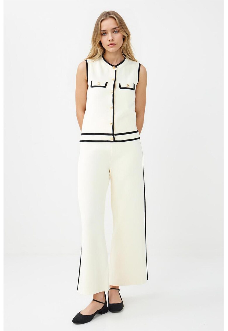 Pantaloni cu croiala ampla - Negru/Alb murdar