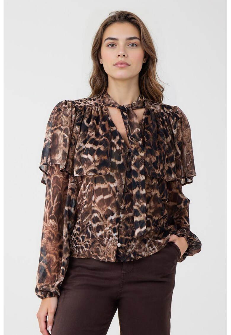 Camasa cu animal print - Maro inchis/Maro deschis