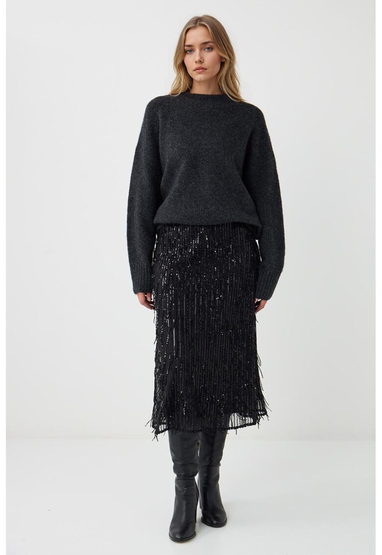 Fusta midi cu paiete - Negru