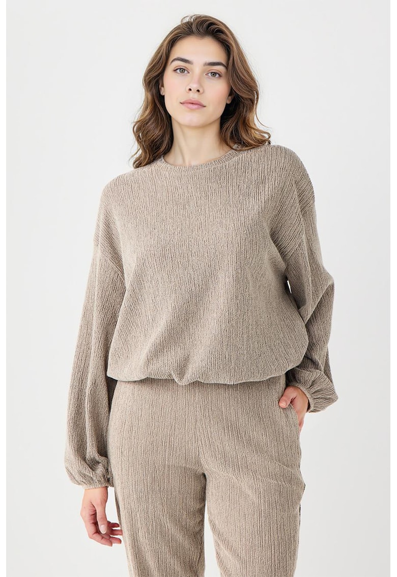 Bluza de trening texturata cu maneci cazute