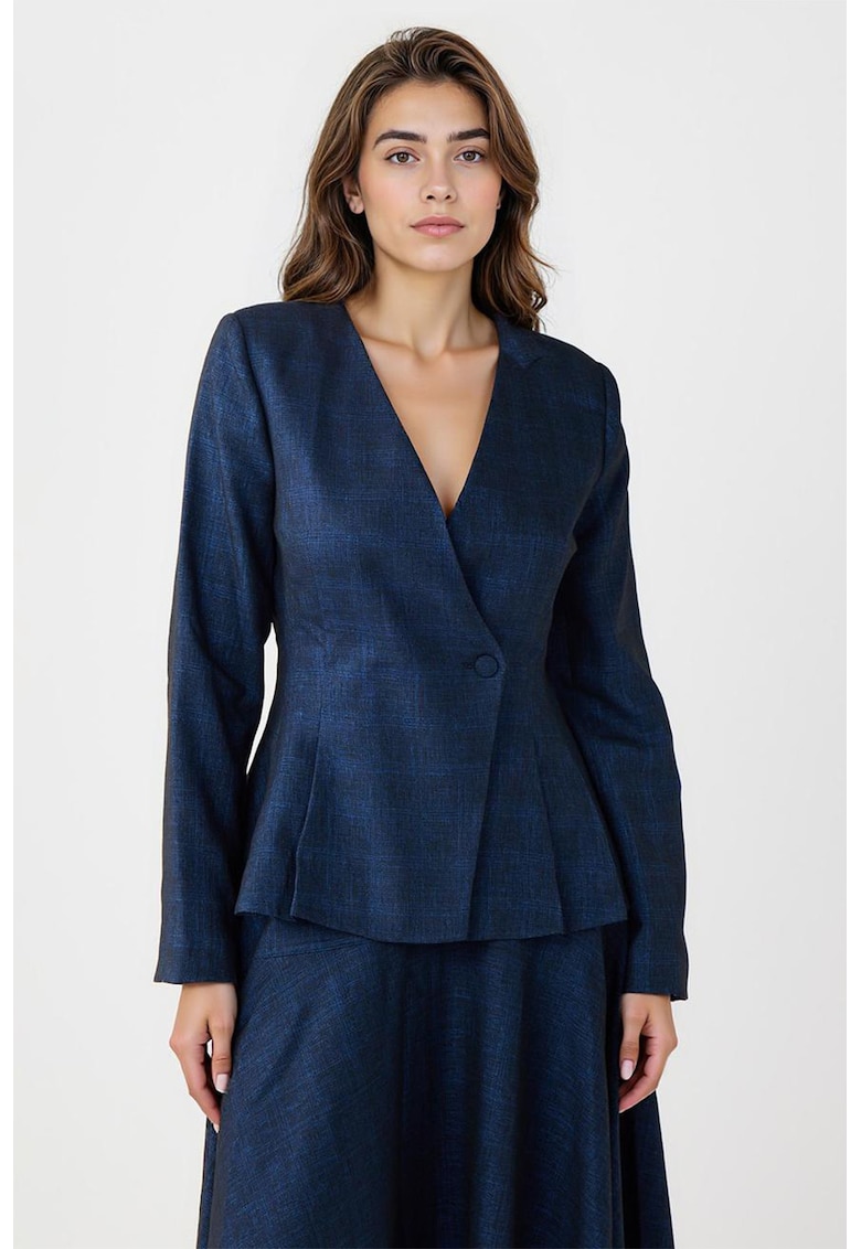 Sacou cu peplum si nasture - Bleumarin