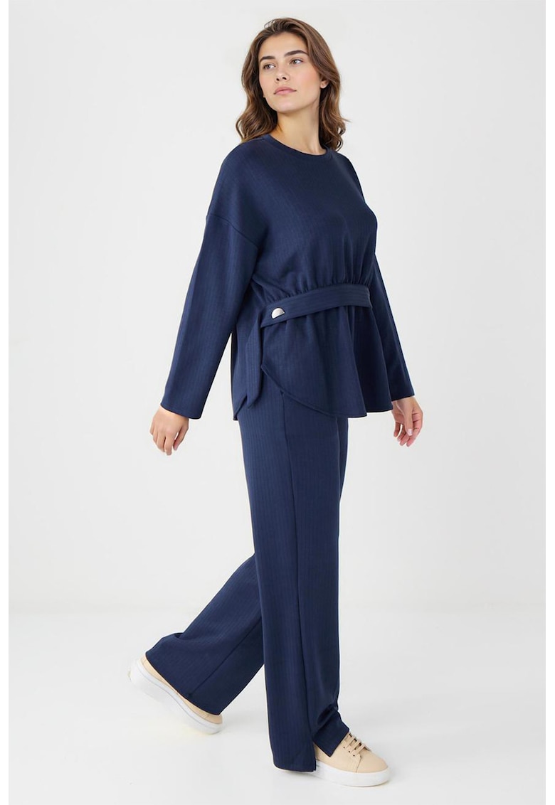 Pantaloni drepti din amestec de modal cu buzunare