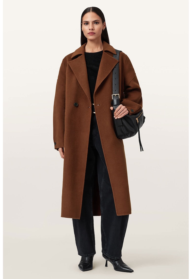 Trenci lung din amestec de lana cu nasturi Sellma