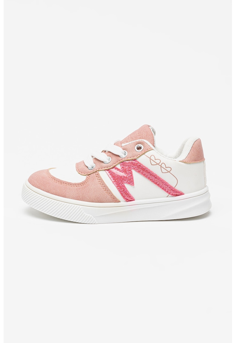 Pantofi sport din piele ecologica cu strat exterior din piele intoarsa sintetica - Alb/Roz