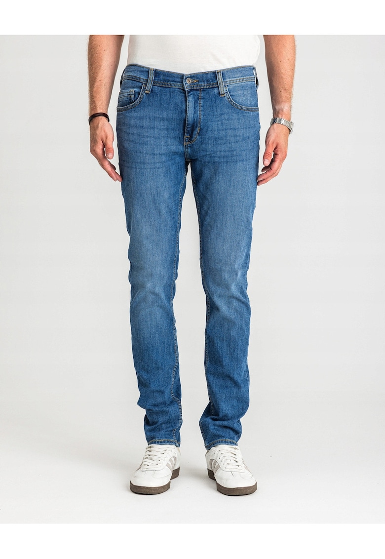 Blugi Barbati - Vegas - Talie Medie - 100% Bumbac - Fermoar - Lungi - 5 Bunzuare - Albastru - Albastru