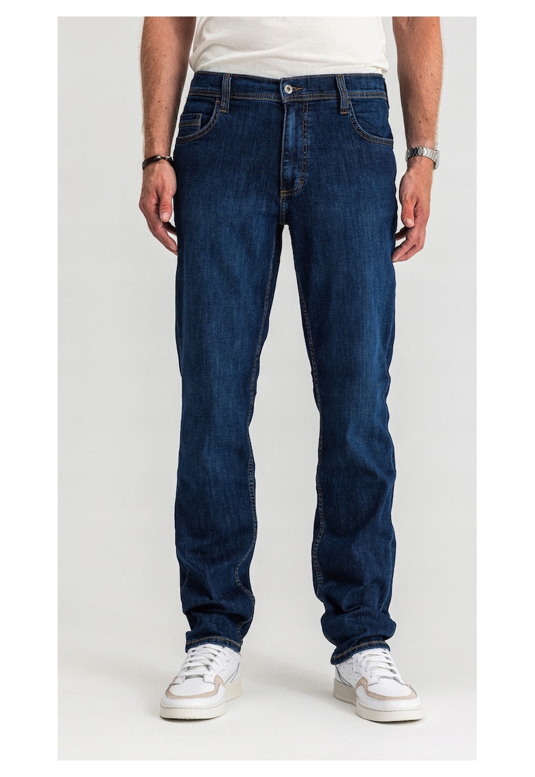 Blugi Barbati - Washington - Talie Medie - 100% Bumbac - Fermoar - Lungi - 5 Bunzuare - Albastru