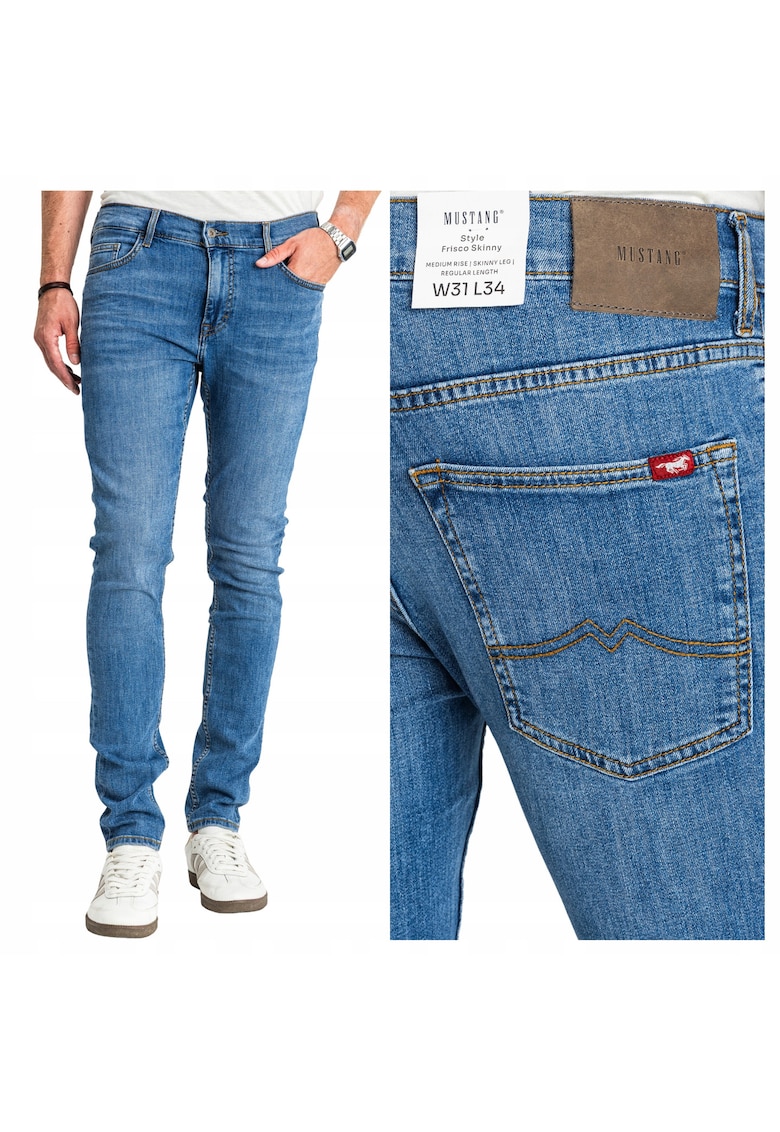 Frisco Skinny Męskie Spodnie Jeans Mocno Dopasowane Rurki L36 - Albastru