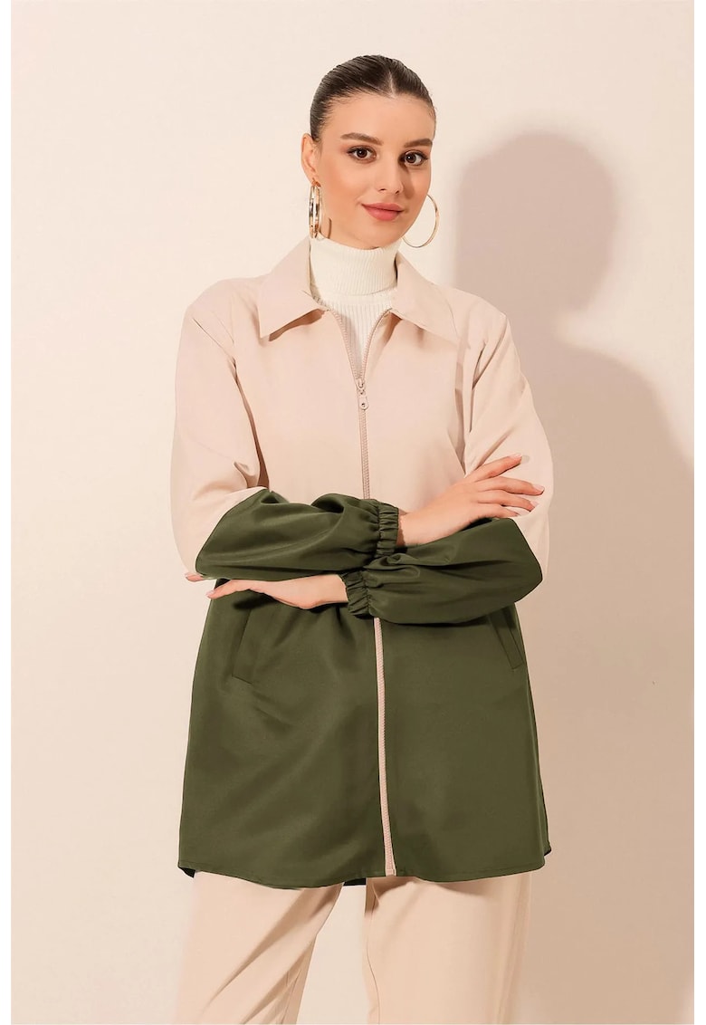 Palton dama HiCCUP - trench - verde kaki - textil