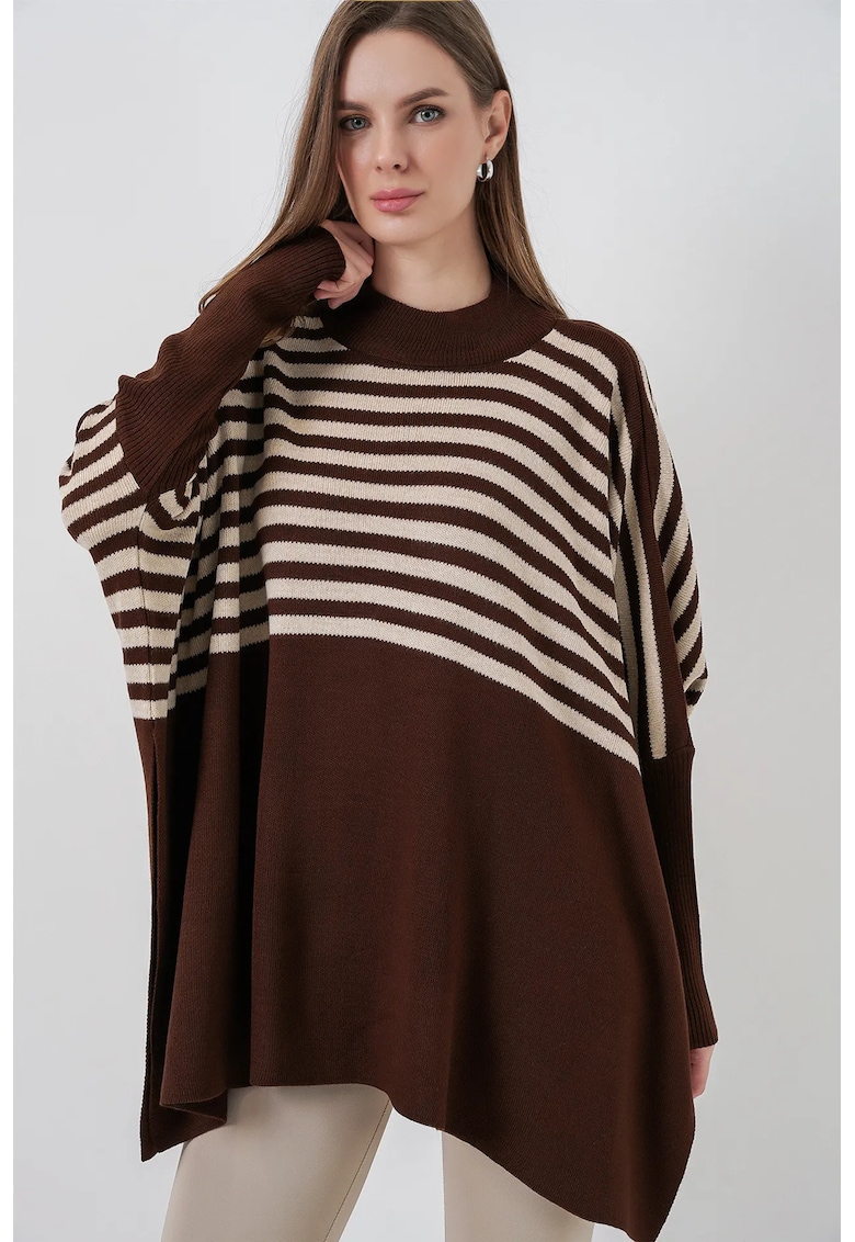 Pulover dama - BigDart - lejer cu guler pe jumatate - tricot - Maro cafea -