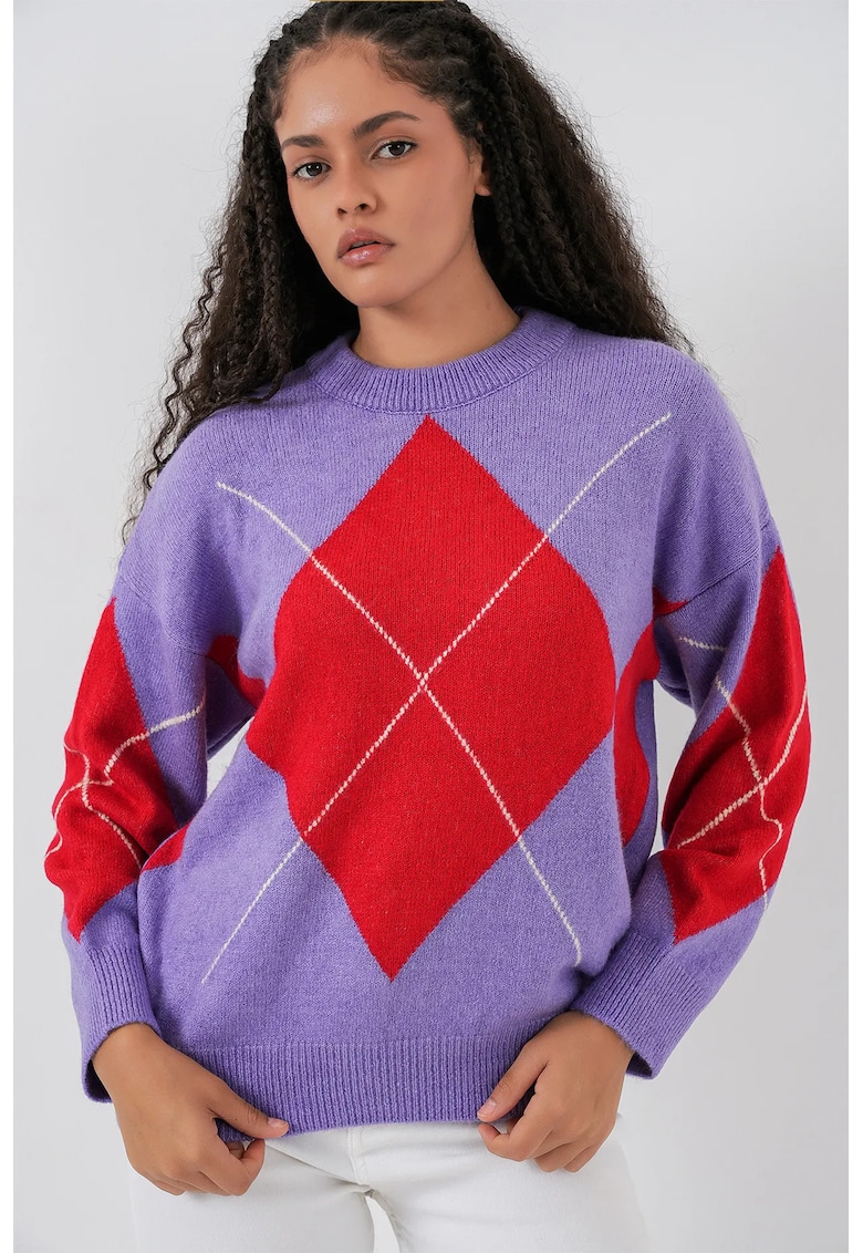 Pulover dama - tricotat supradimensionat - mov lila - tricot - Liliac Violet -