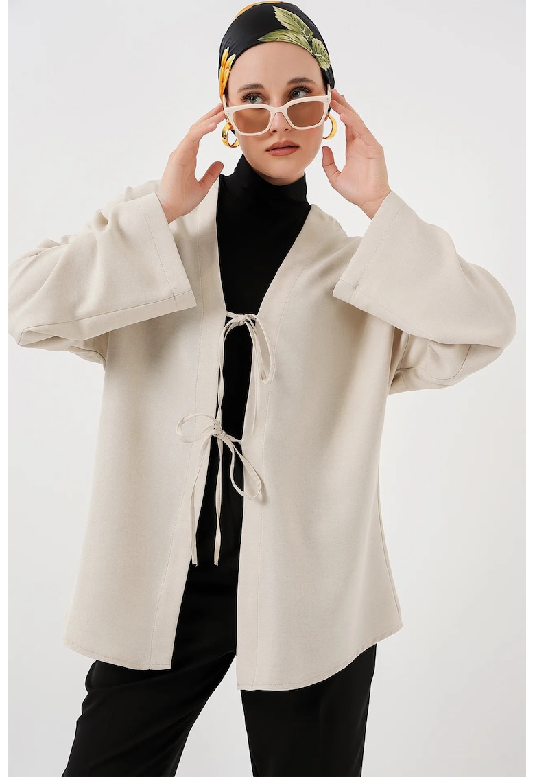 Kimonou - HiCCUP - lung cu maneci - detalii de legare - ivory natural
