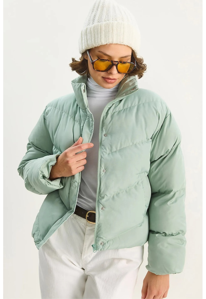 Geaca Puffer femei - verde menta - textil