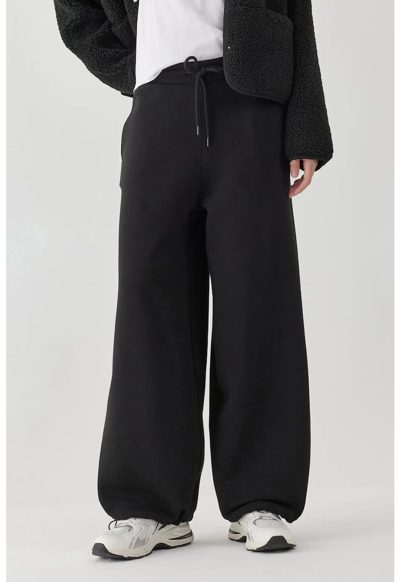 Pantaloni de trening - basic - croiala lejera - negru - textil