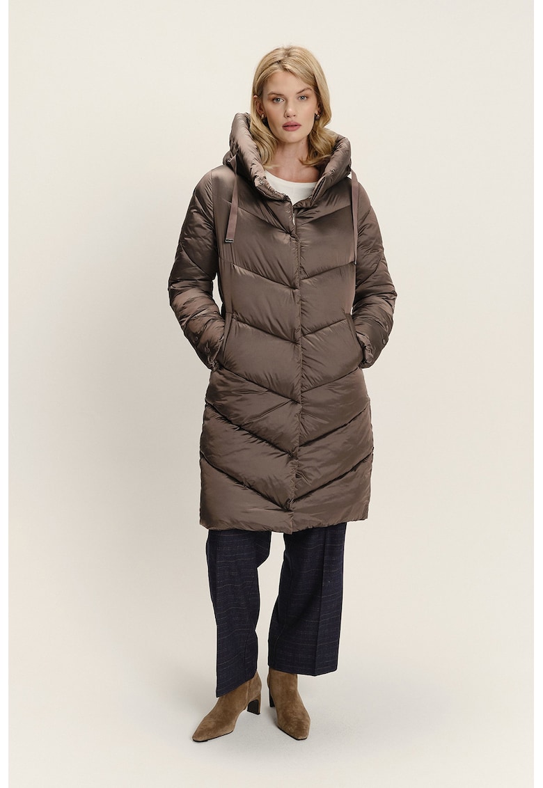 Geaca lunga cu gluga - Maro inchis