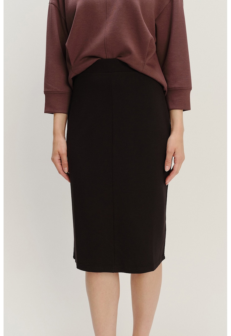 Fusta midi dreapta din amestec de modal