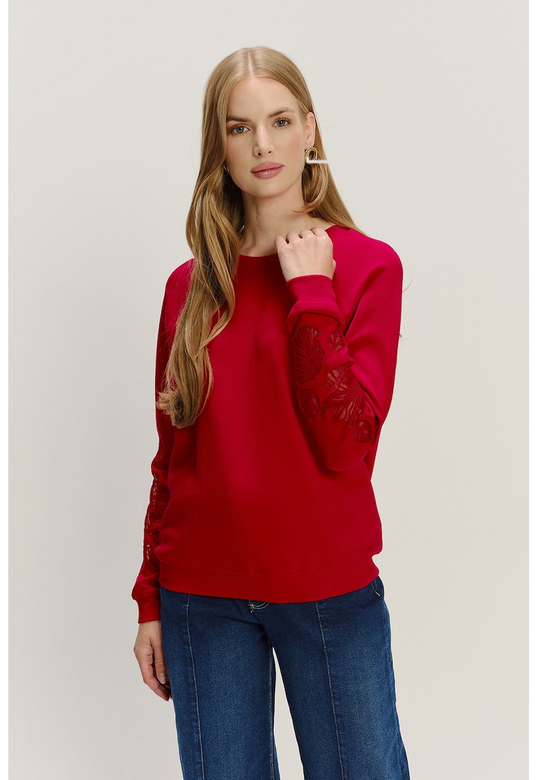 Bluza de trening cu aplicatii florale