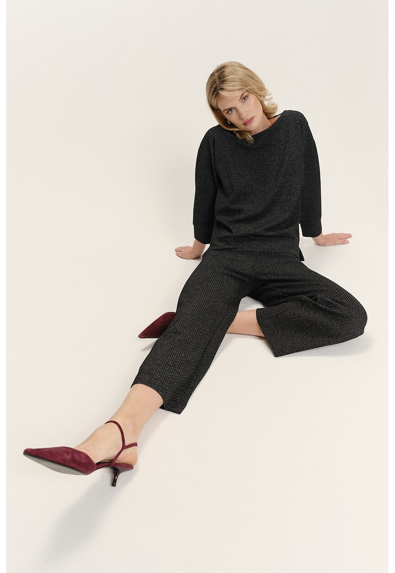 Pantaloni crop relaxed fit din amestec de modal