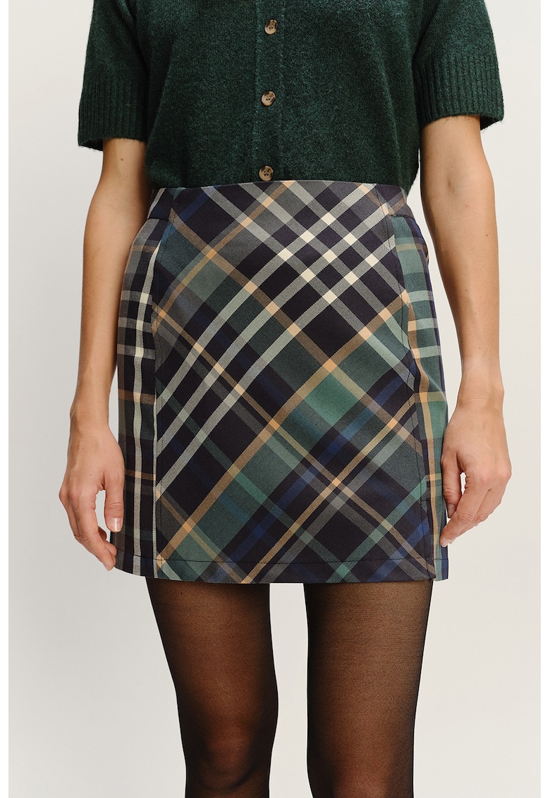 Fusta mini in carouri cu fermoar