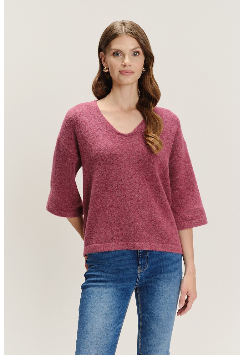 Pulover cu decolteu in V si maneci cazute