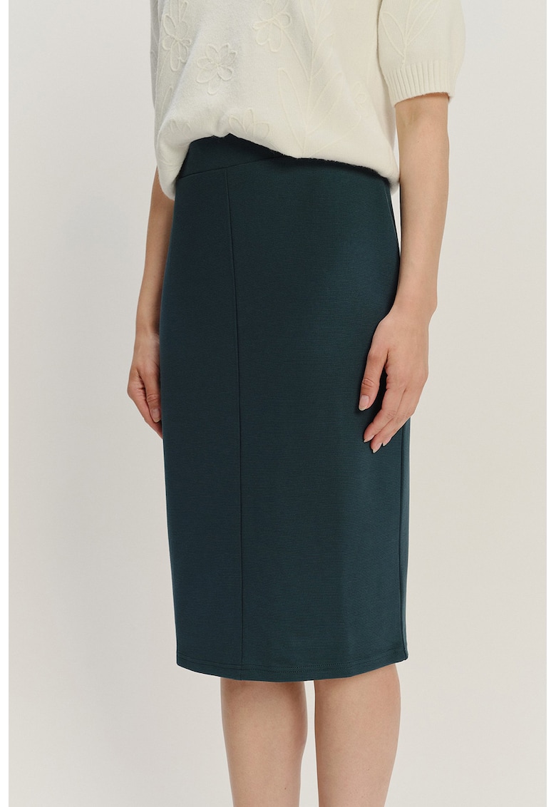 Fusta midi dreapta din amestec de modal