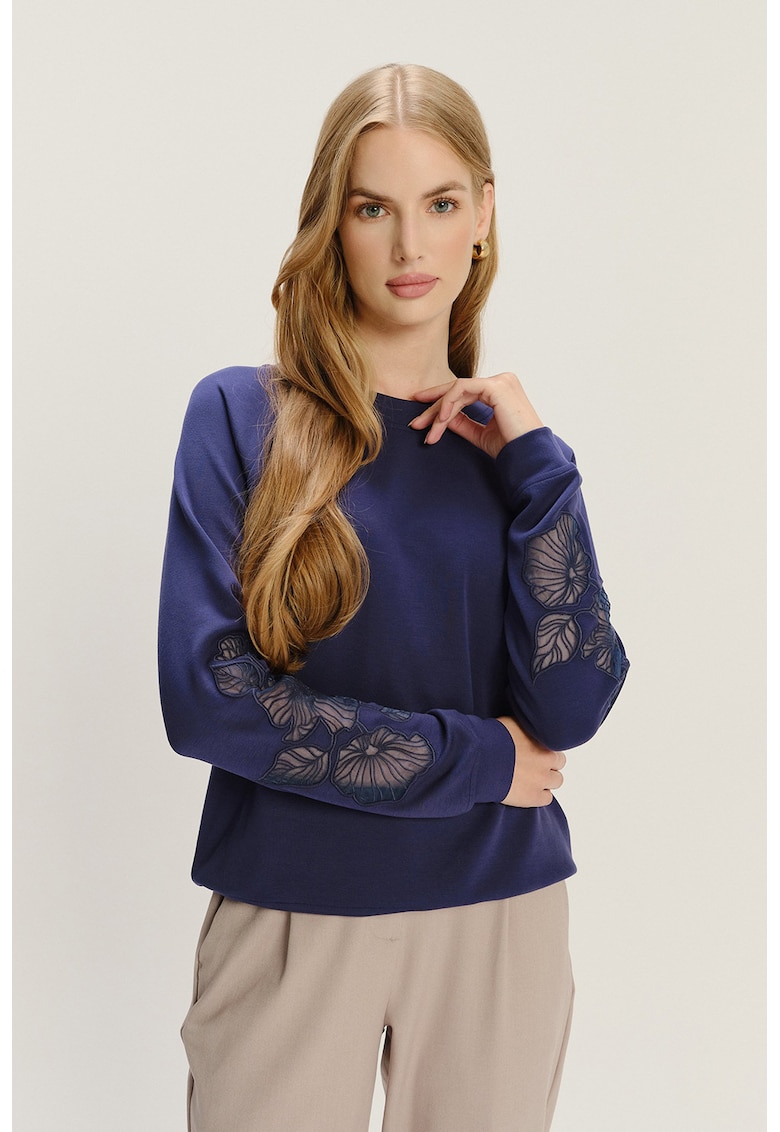 Bluza de trening cu aplicatii florale