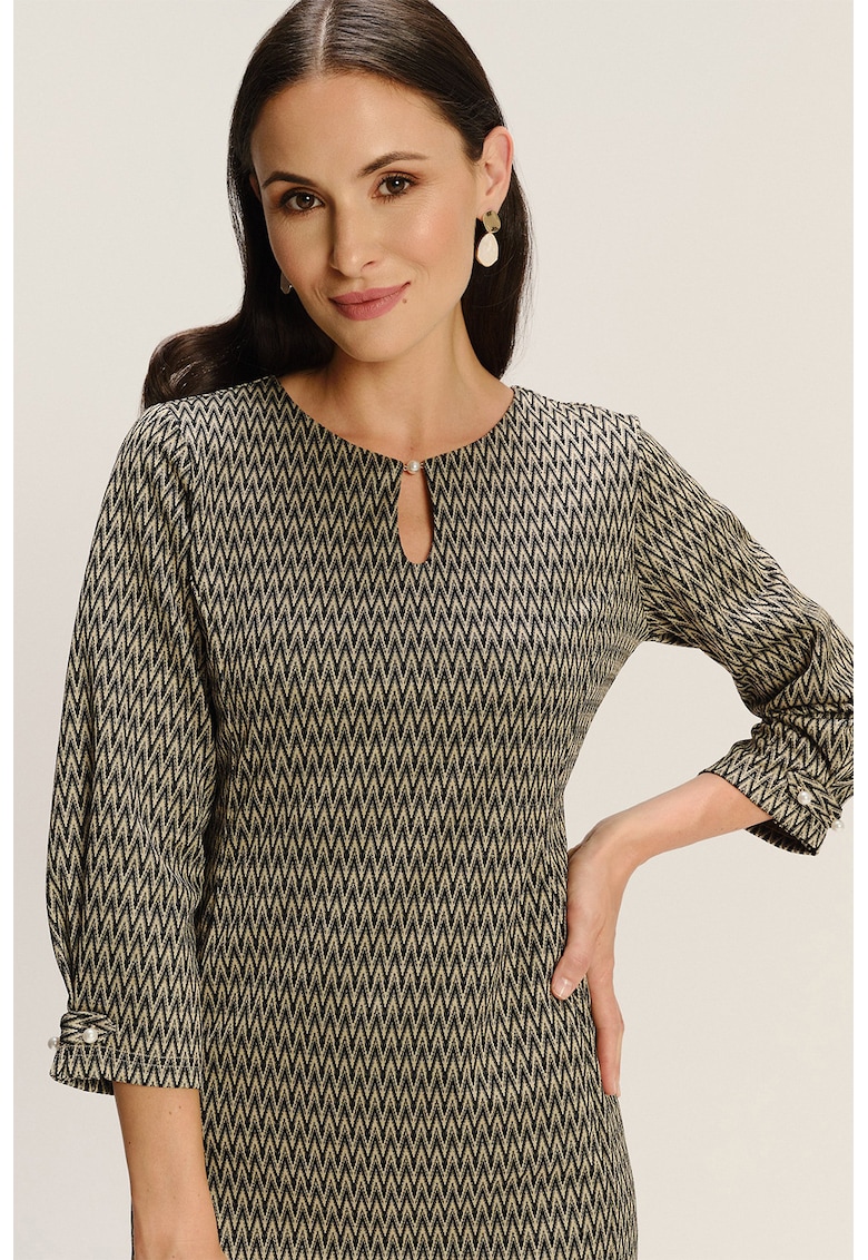 Rochie scurta din amestec de modal cu model si buzunare laterale