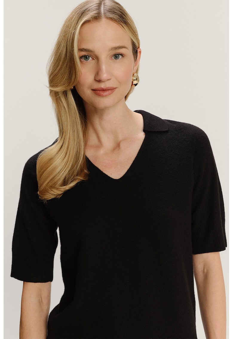 Pulover din amestec de lana cu maneci scurte