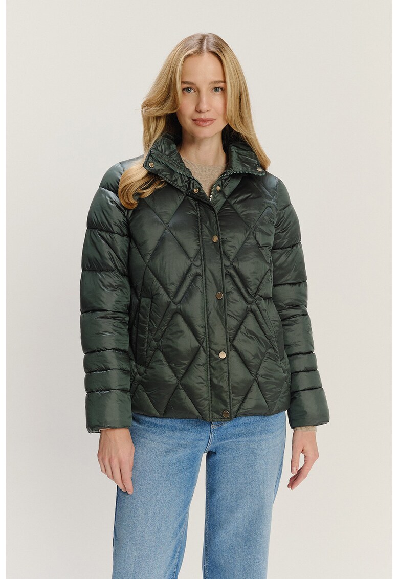 Geaca matlasata cu capse - Verde padure