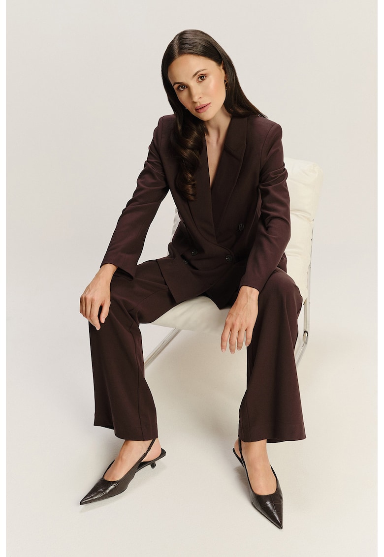 Pantaloni drepti din amestec de modal cu talie inalta