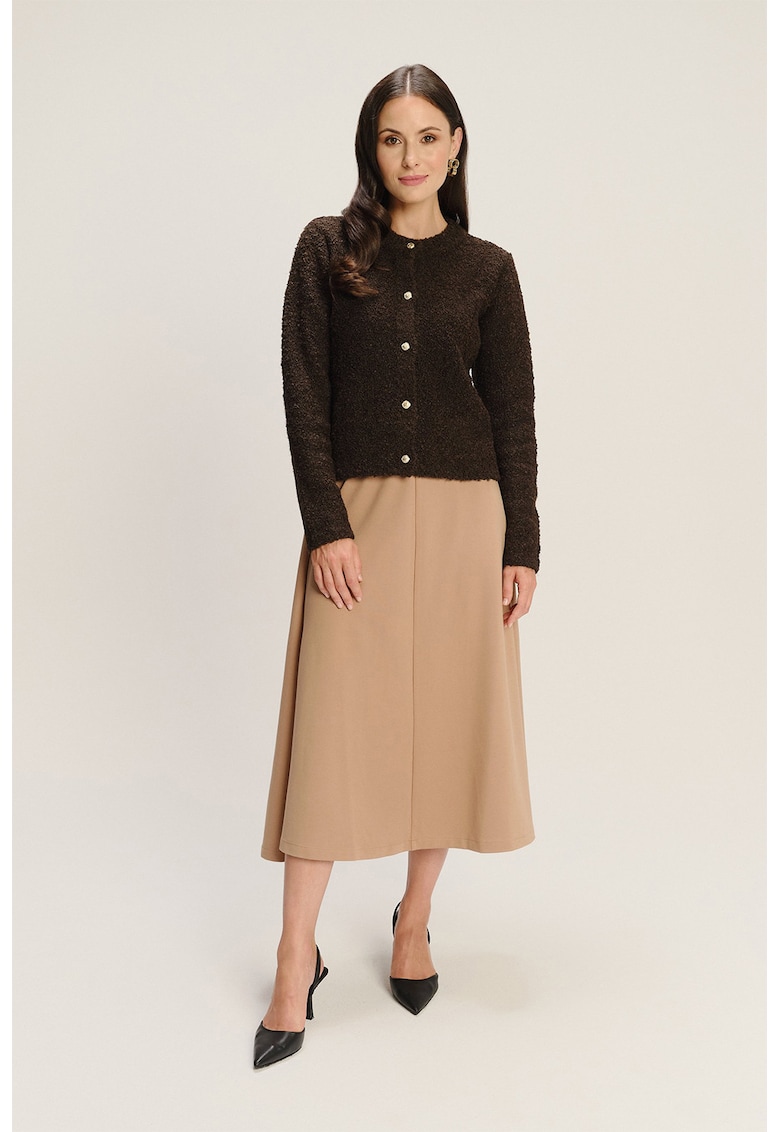 Pulover regular fit cu nasturi - Maro inchis