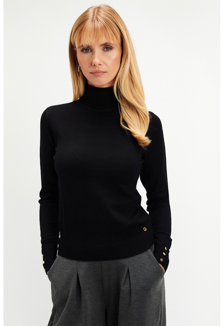 Pulover slim-fit cu guler inalt